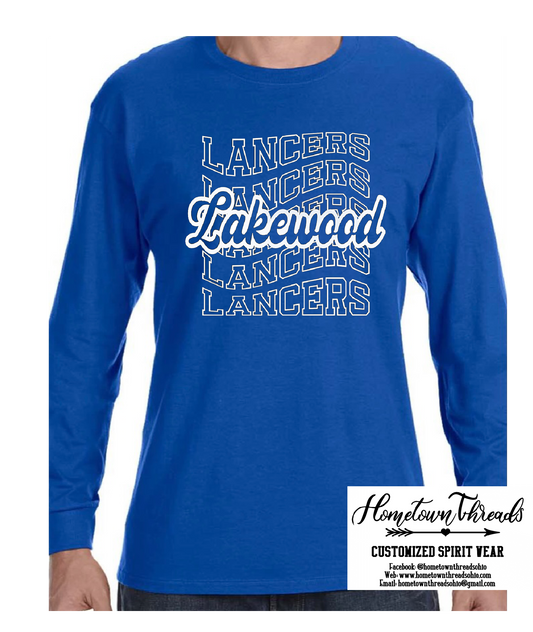 Wave Lancers Cursive Lakewood Long-Sleeve Tee