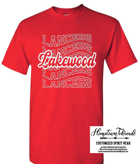 Wave Lancers Cursive Lakewood Solid Short-Sleeve Tee
