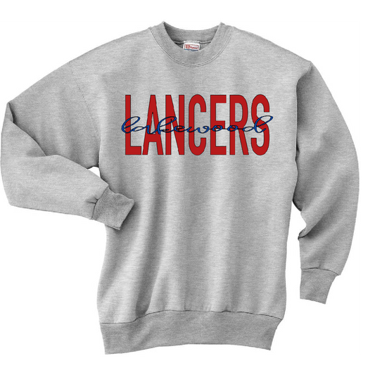 Block Lancers Cursive Lakewood Crewneck Sweatshirt - LHS Cheer Sale