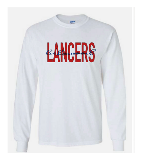 Large block Lancers Cursive Lakewood Long-Sleeve Tee