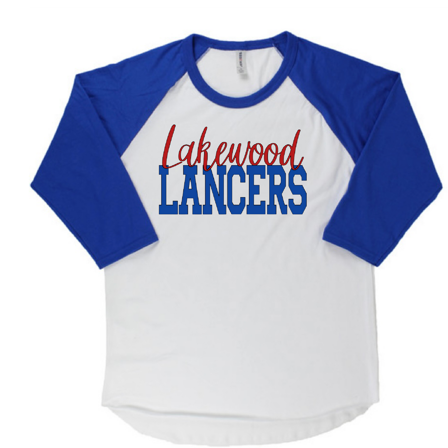 Cursive Lakewood Block Lancers Baseball Tee