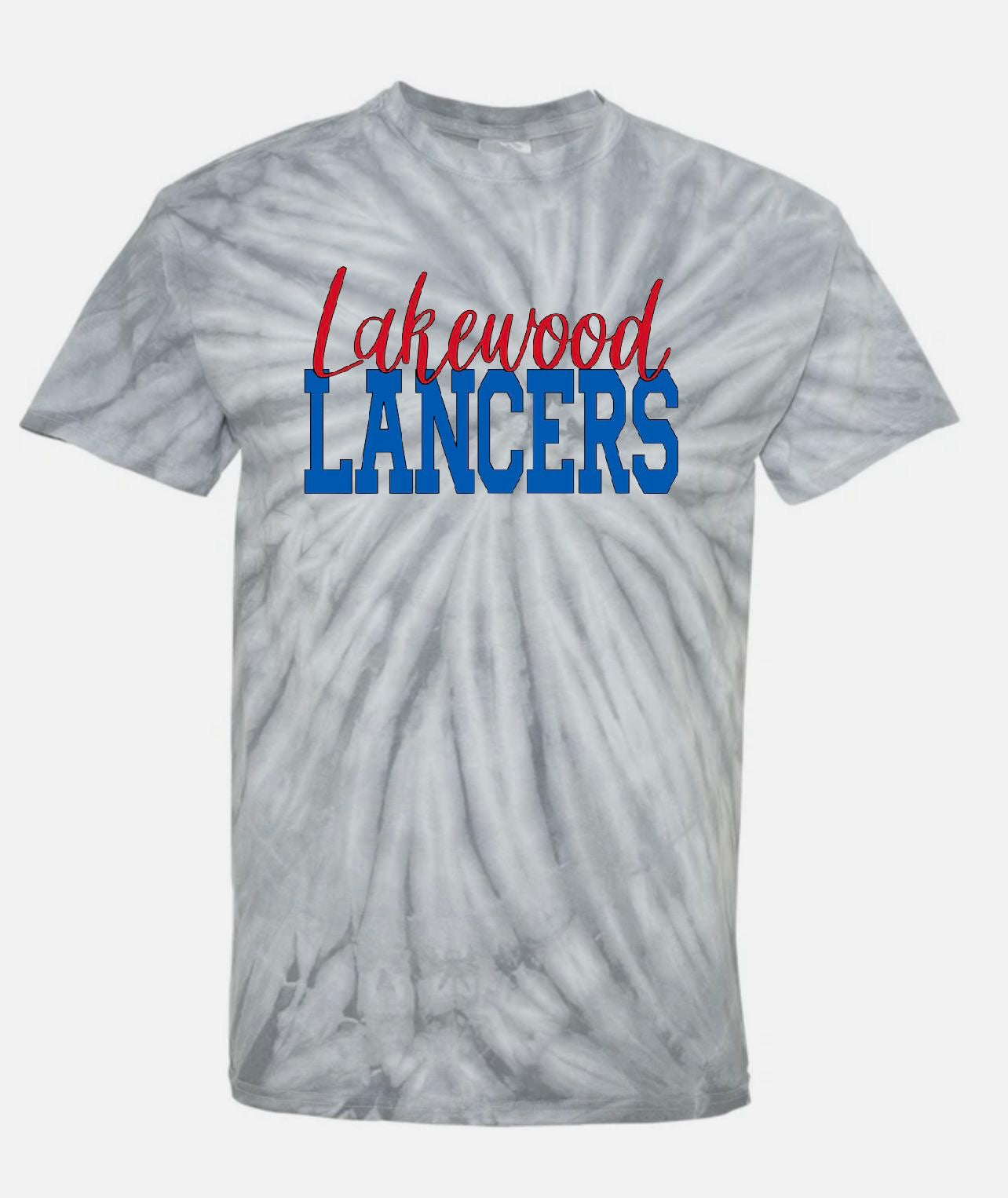 Cursive Lakewood Block Lancers Short Sleeve Tie Dye Tee