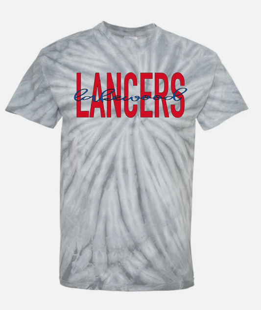 Block Lancers Cursive Lakewood Short Sleeve Tie Dye Tee