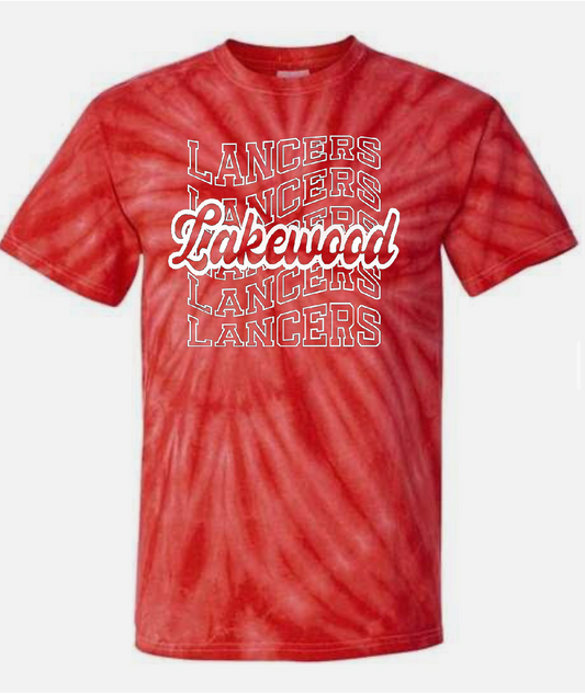 Wave Lancers Cursive Lakewood Short Sleeve Tie Dye Tee