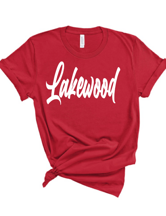 Lakewood Lancers Cursive Lakewood Bella Canvas Tee