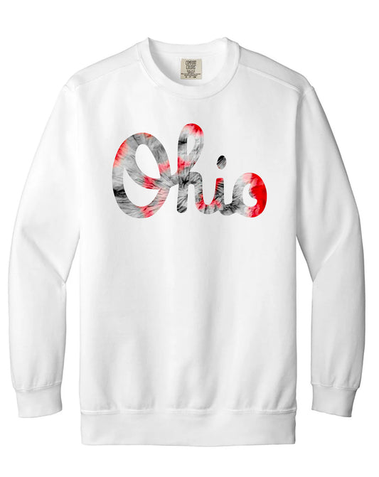 Script Ohio Tie Dye Print 1 Crewneck Premium Comfort Colors Sweatshirt