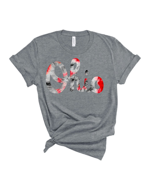 Cursive Ohio Tie Dye Print 1 Bella Canvas Tee