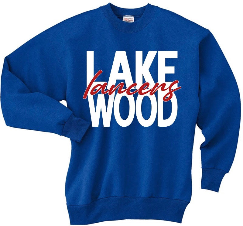 Lakewood Lancers Large & Script Font Crewneck Sweatshirt