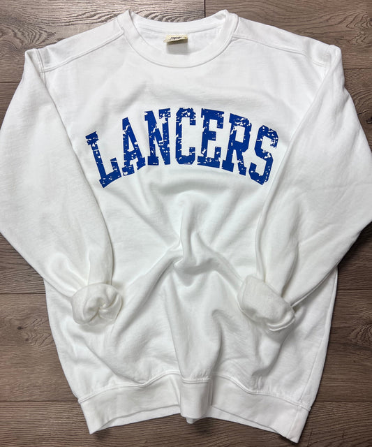 CUSTOMIZABLE School or Mascot Aged Block Font Crewneck Premium Comfort Colors weatshirt: Pick Shirt Color, Wording & Vinyl Color - JIS