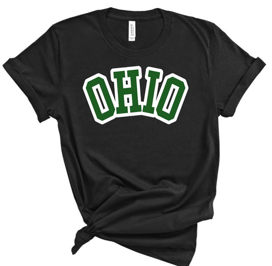 Block Outline Green OHIO Bella Canvas Tee