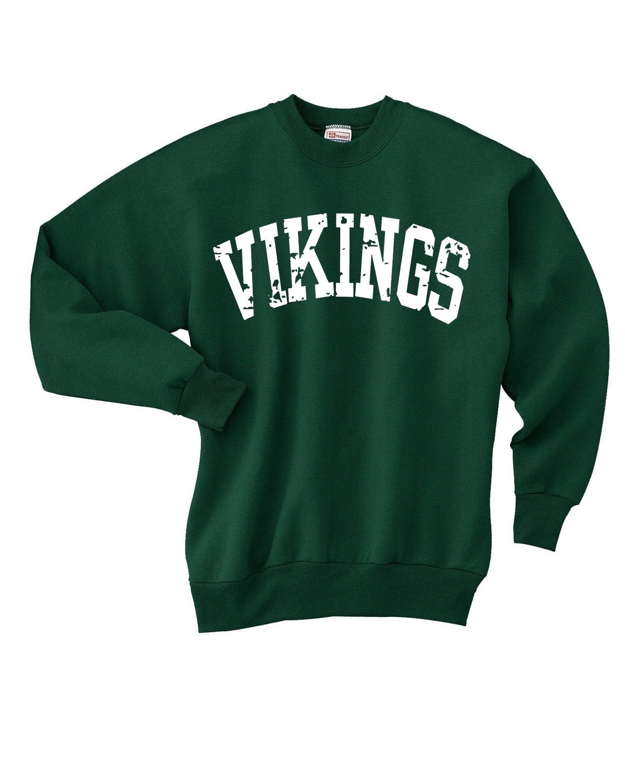 CUSTOMIZABLE School or Mascot Aged Block Font Crewneck Sweatshirt: Pick Shirt Color, Wording & Vinyl Color JIS