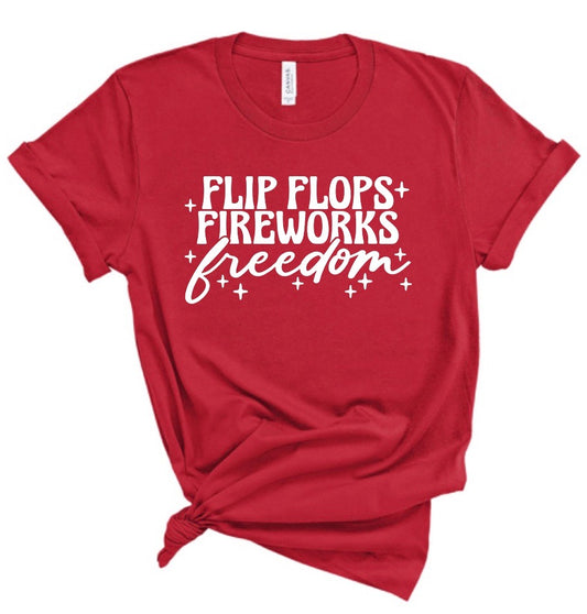 Flip Flops Fireworks Freedom July 4 Bella Canvas T-shirt
