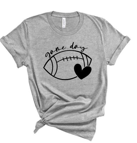 Game Day Football with Heart Bella Canvas T-shirt