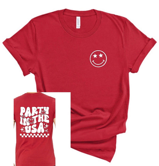 Party in the USA Front/Back July 4 Bella Canvas T-shirt