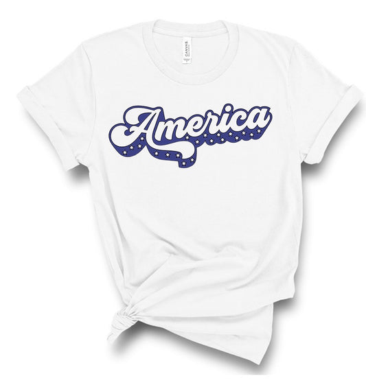America Outline Stars July 4 Bella Canvas T-shirt