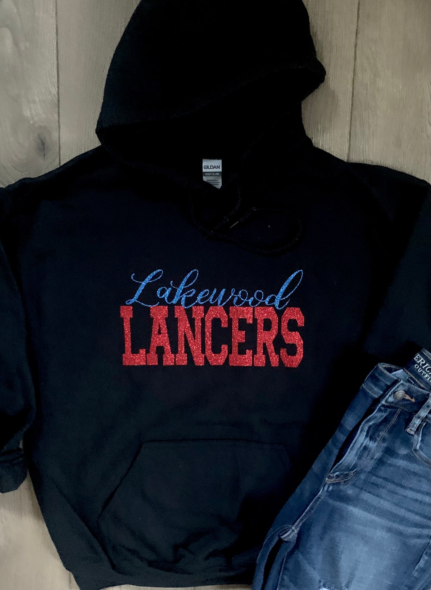 Adult Lakewood Lancers Cursive Lakewood Block Lancers Hoodie