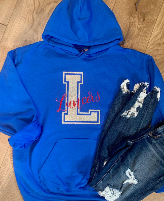 Adult Lakewood Lancers Block L Cursive Lancers Hoodie