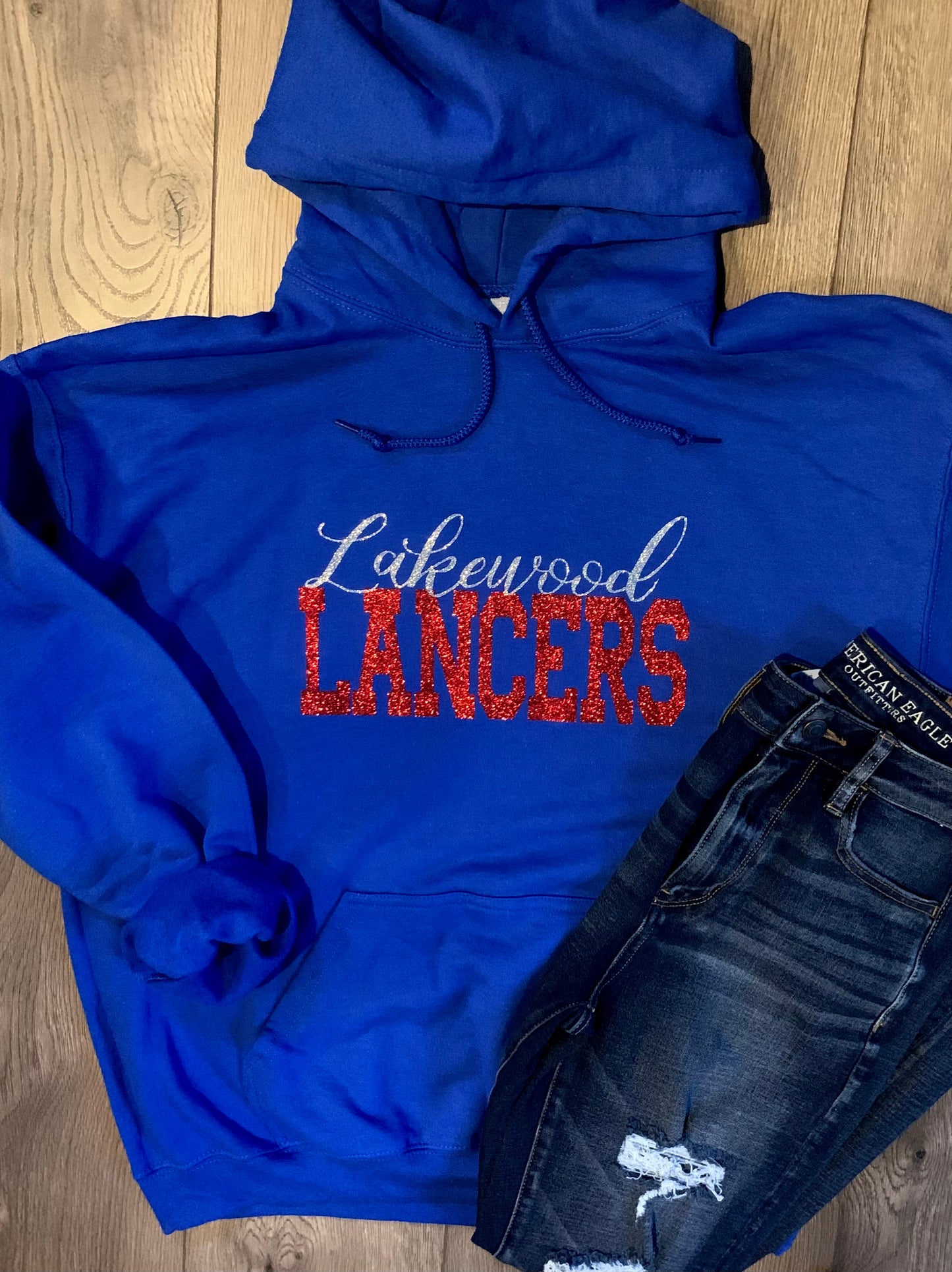 Adult Lakewood Lancers Cursive Lakewood Block Lancers Hoodie