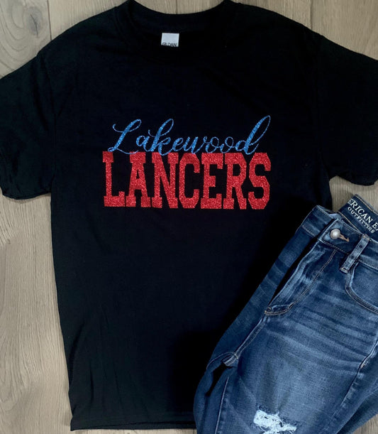 Youth Lakewood Lancers Cursive Lakewood Block Lancers Solid Short-Sleeve Tee