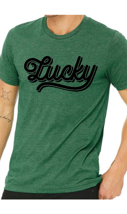 Cursive Lucky St. Patrick’s Day Bella Canvas T-shirt