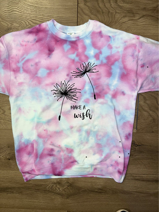Hand-dyed Adult Make a Wish Crewneck Sweatshirt - CHOOSE TIE DYE COLORS