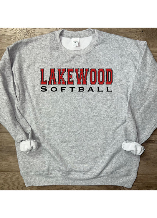 Adult Lakewood Lancers Block Lakewood Softball or Baseball Crewneck Sweatshirt
