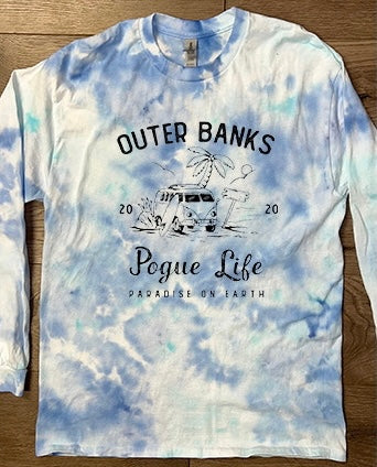 Hand-dyed Adult Outer Banks Long-Sleeve T-shirt - CHOOSE TIE DYE COLORS