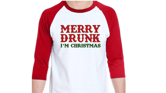 Adult Merry Drunk I’m Christmas Baseball Tee