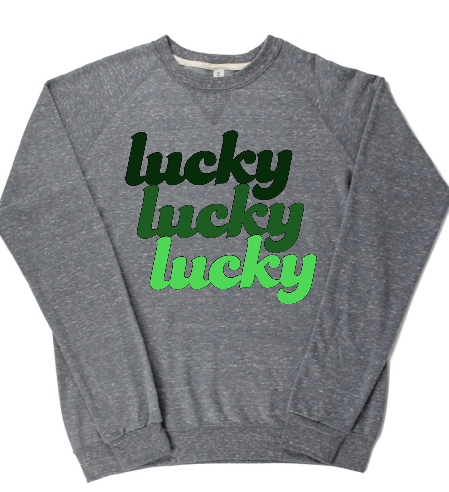 Lucky Lucky Lucky St. Patrick’s Day Lightweight Snow Heather Crewneck