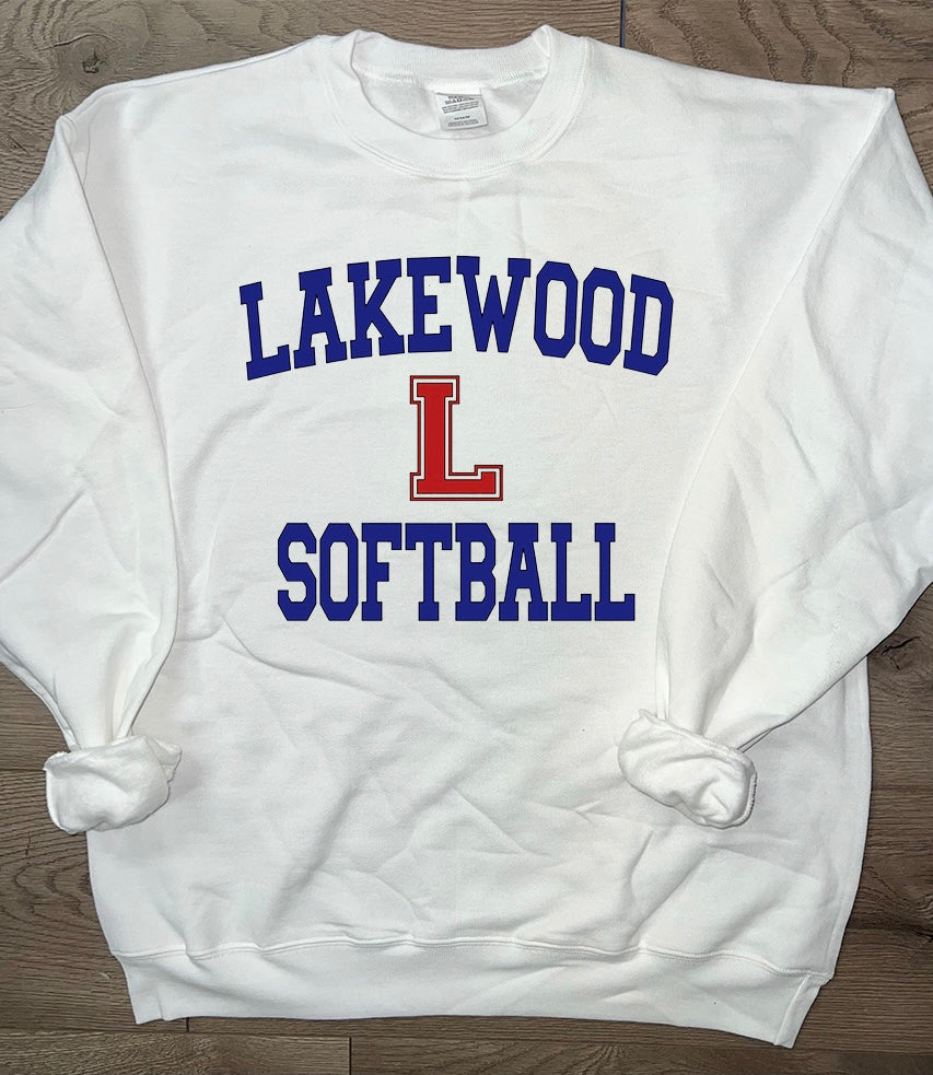 Adult Lakewood Lancers Lakewood Softball or Baseball L Center Crewneck Sweatshirt