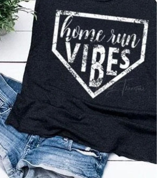 Home Run Vibes Home Plate Baseball Bella Canvas T-shirt