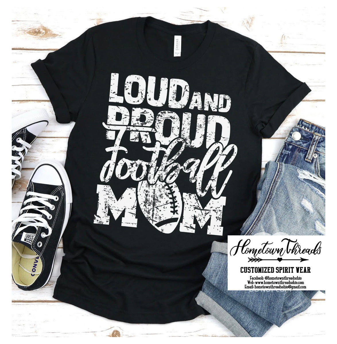 Loud & Proud Football Mom Bella Canvas T-shirt