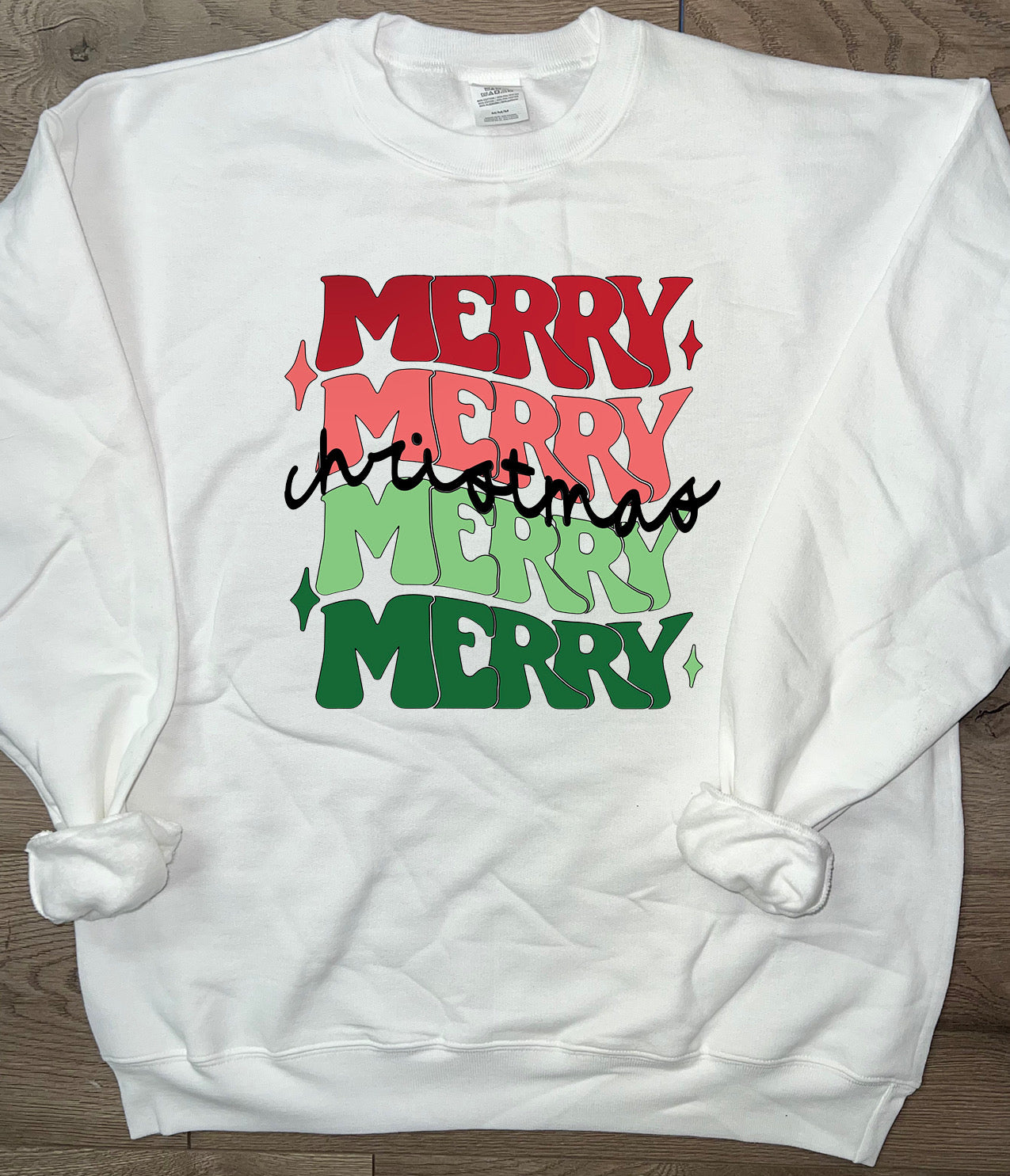 Adult Merry Christmas Bubble Crewneck Sweatshirt