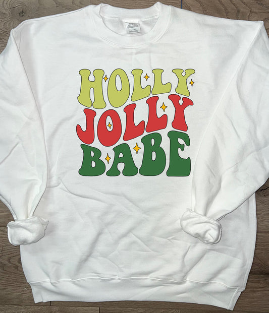 Adult Holly Jolly Babe Christmas Crewneck Sweatshirt