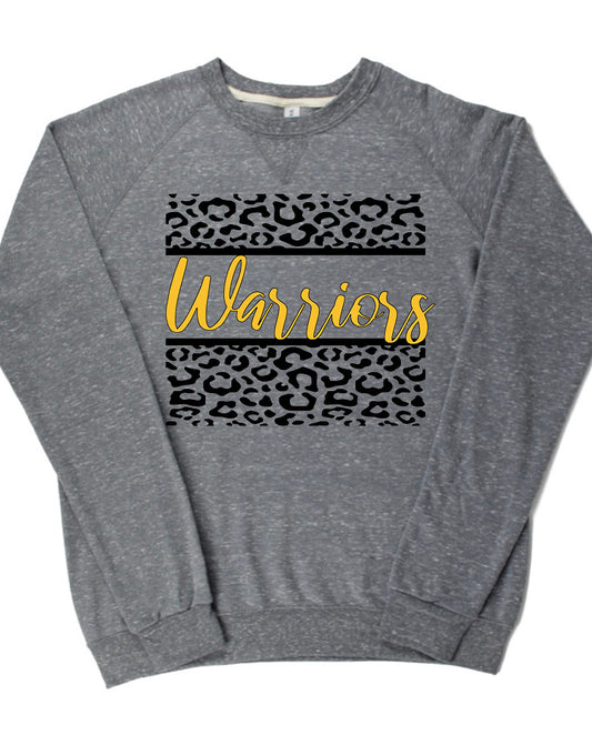 Adult Watkins Warriors Leopard Cursive Warriors Lightweight Snow Heather Crewneck
