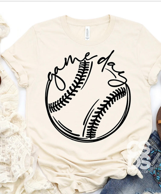 Game Day Baseball Bella Canvas T-shirt - BLACK PRINT