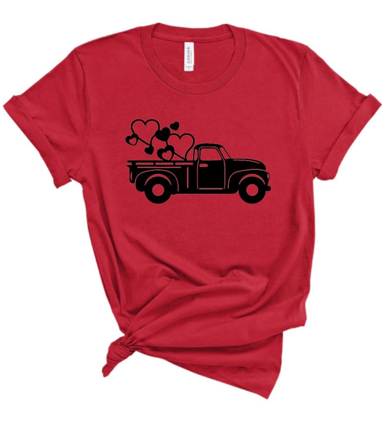 Truck with Hearts Valentine’s Day Bella Canvas T-shirt