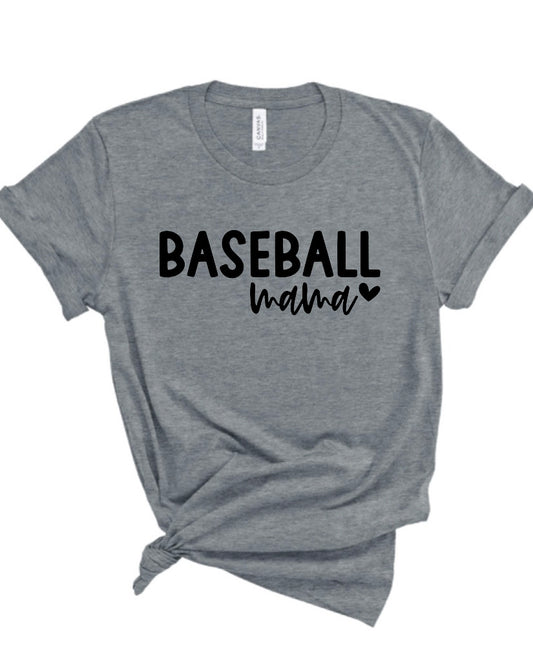 Baseball Mama Heart Bella Canvas T-shirt