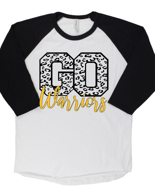 Adult Watkins Warriors Leopard GO Cursive Redskins Baseball Tee