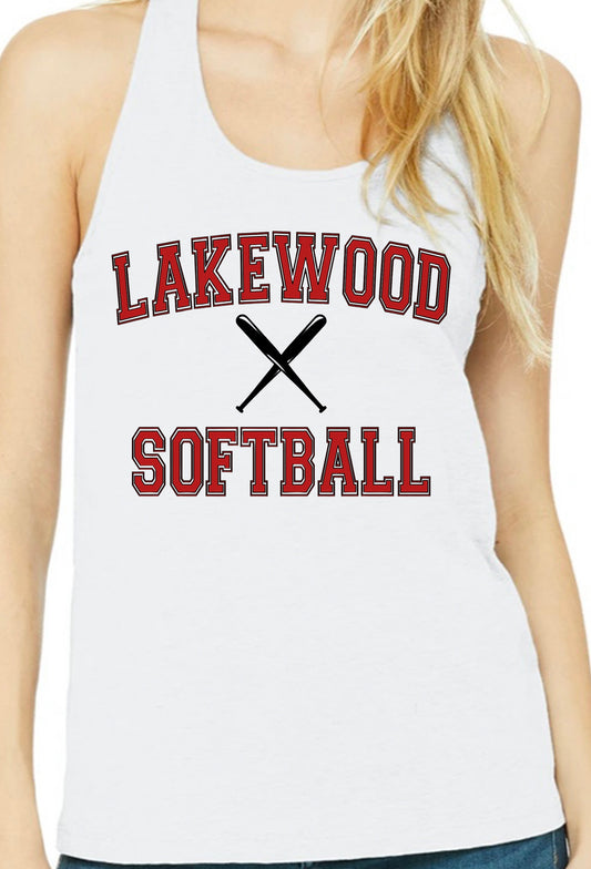 Adult Lakewood Lancers Lakewood Softball or Baseball Bat Center Racerback Tank