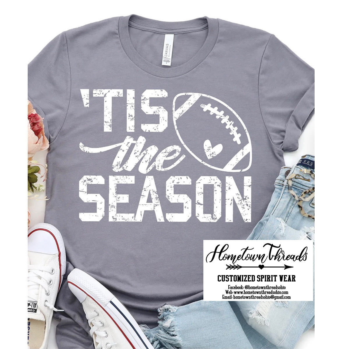 Tis the Season Football Bella Canvas T-shirt