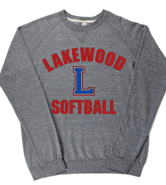 Adult Lakewood Lancers Lakewood Softball or Baseball L Center Lightweight Snow Heather Crewneck