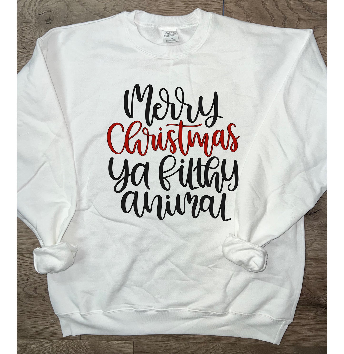 Adult Merry Christmas Ya Filthy Animal Crewneck Sweatshirt