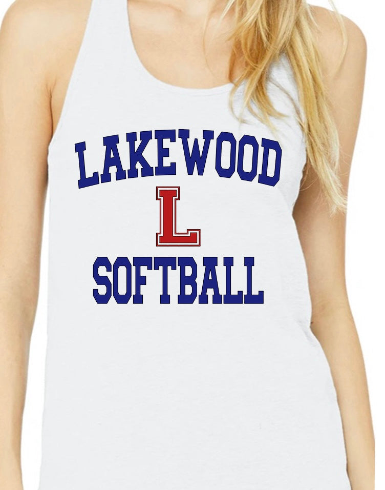 Adult Lakewood Lancers Lakewood Softball or Baseball L Center Racerback Tank