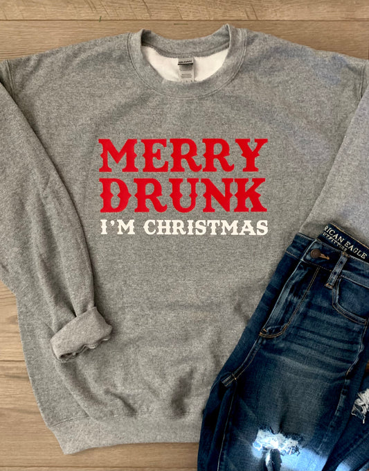 Adult Merry Drunk I’m Christmas Crewneck Sweatshirt