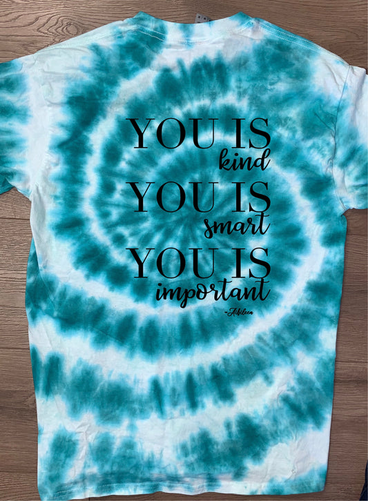 Hand-dyed Adult You Is Kind You Is Smart You Is Important The Help Front/Back Long-Sleeve T-shirt - CHOOSE TIE DYE COLORS