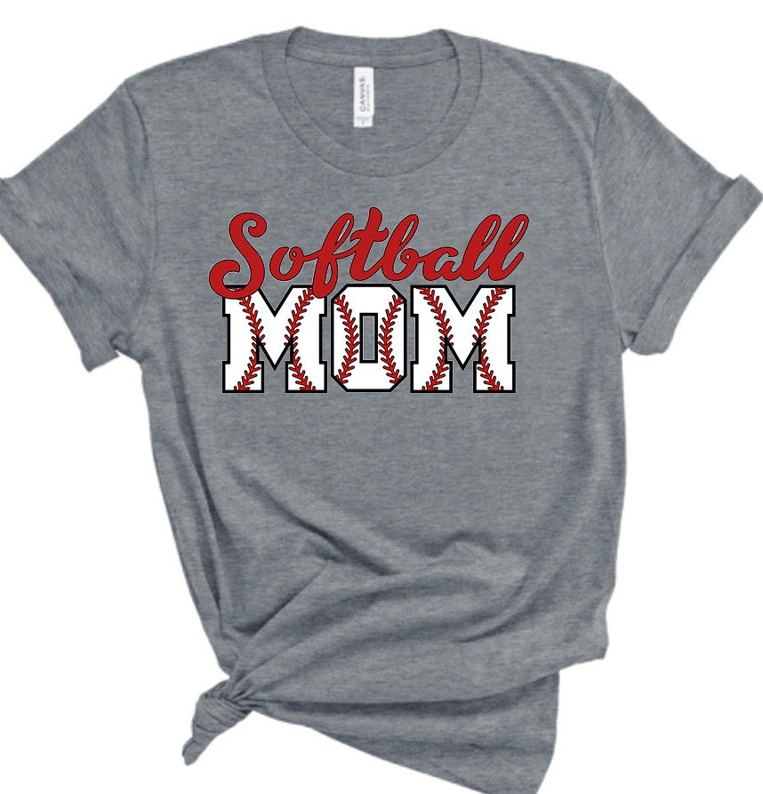 Softball Mom Lace Letters Bella Canvas T-shirt