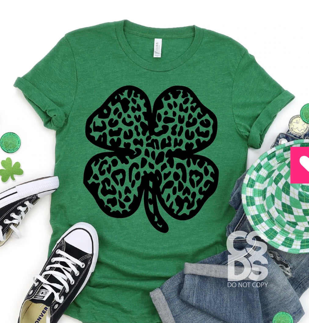 Leopard Four-Leaf Clover St. Patrick’s Day Bella Canvas T-shirt