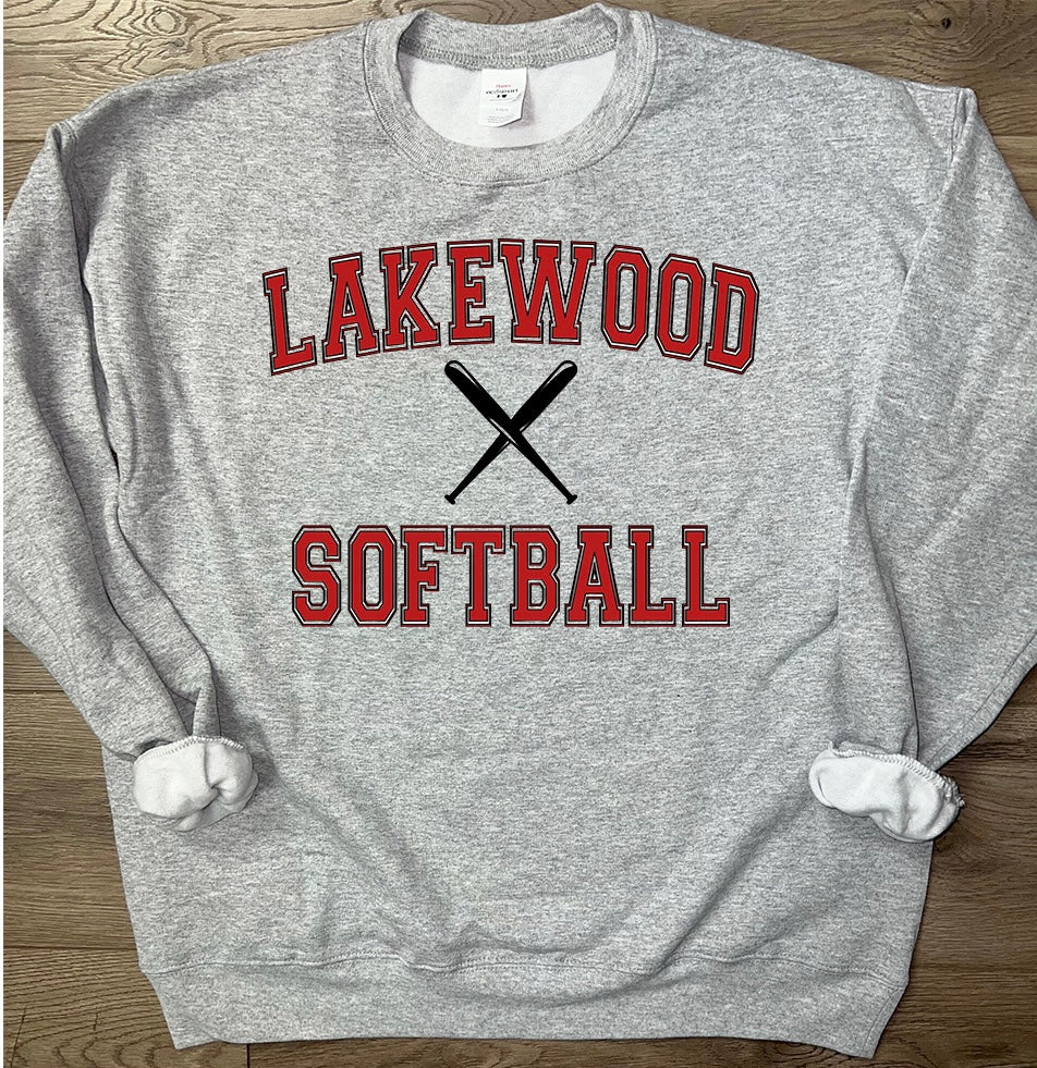 Adult Lakewood Lancers Lakewood Softball or Baseball Bat Center Crewneck Sweatshirt