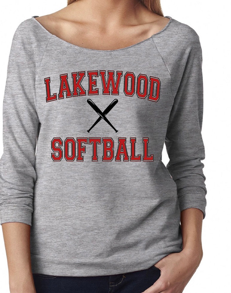 Adult Lakewood Lancers Baseball or Softball Bat Center Off-Shoulder Lightweight Top